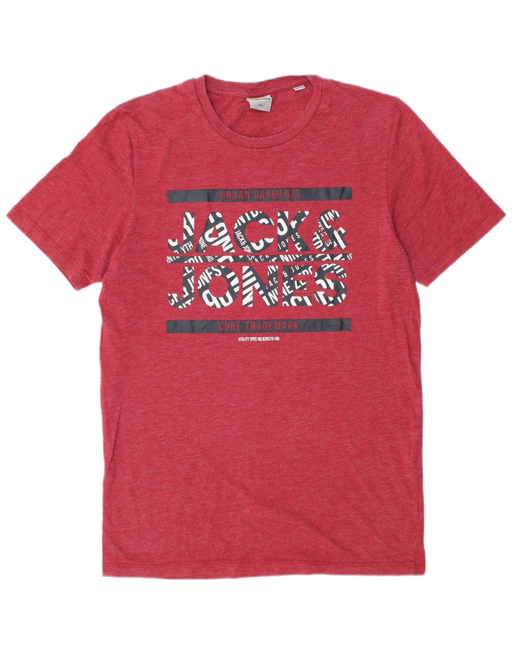Camiseta gráfica masculina Jack & Jones Top médio algodão manchado vermelho