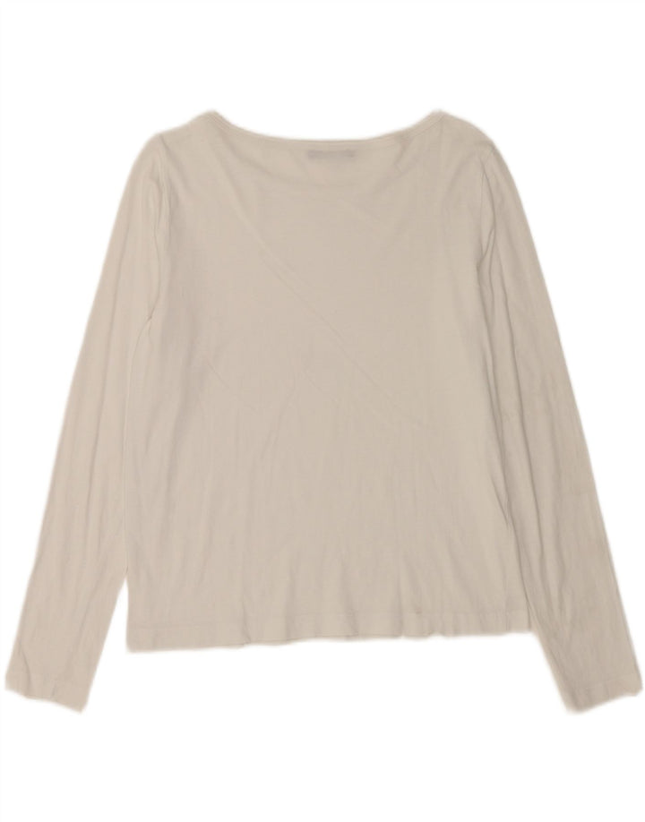 Top feminino Zara manga comprida UK 14 médio branco