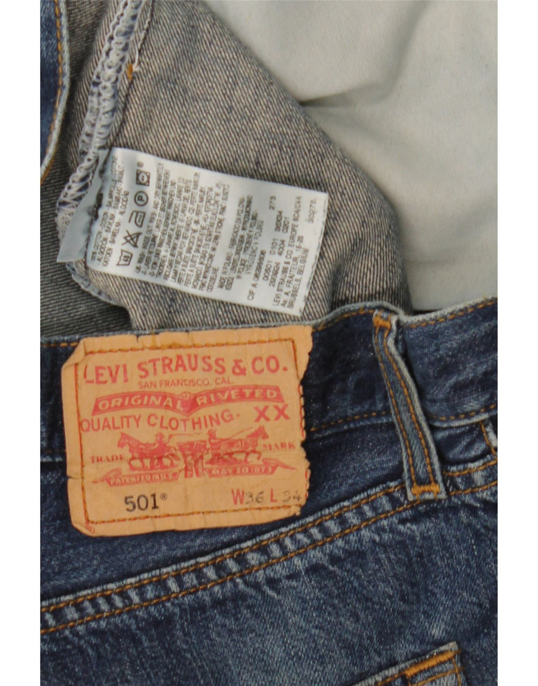 Calça jeans masculina Levi's 501 Straight W36 L28 azul algodão