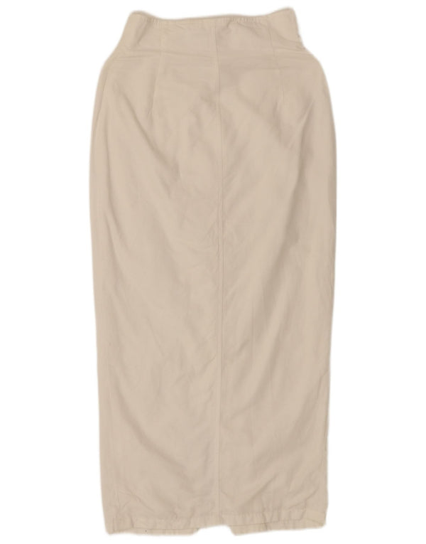 Saia midi feminina vintage UK 10 pequena W26 algodão branco
