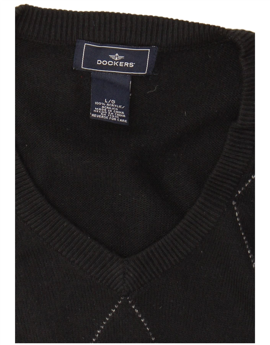 Regata masculina DOCKERS colete grande preta argyle/acrílico diamante