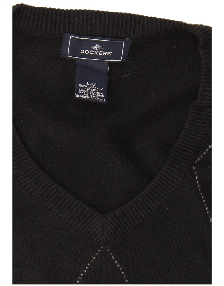 Regata masculina DOCKERS colete grande preta argyle/acrílico diamante
