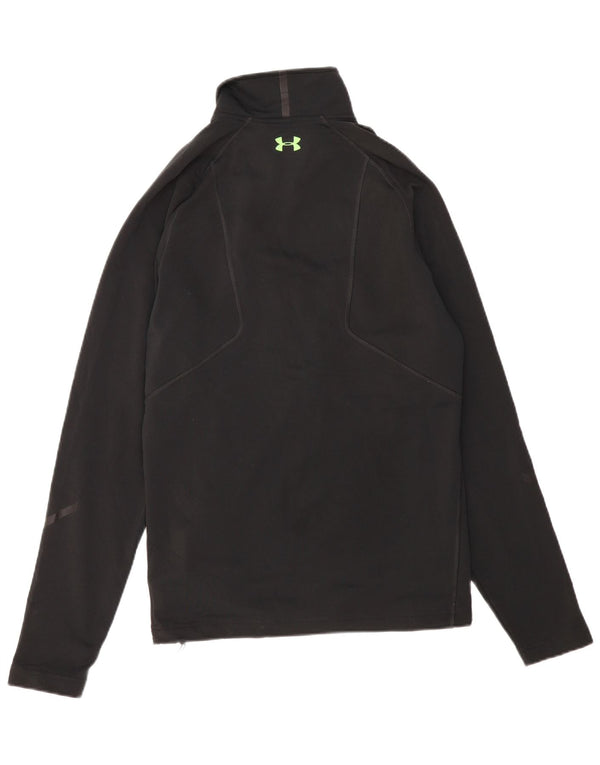 UNDER ARMOUR Mens Cold Gear Zip Neck Pulôver Treino Top Médio Preto