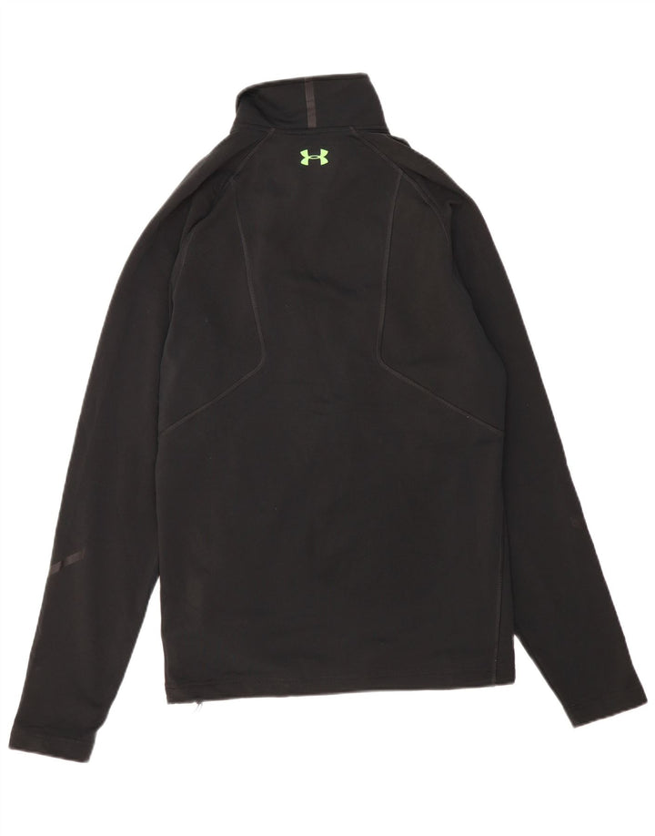 UNDER ARMOUR Mens Cold Gear Zip Neck Pulôver Treino Top Médio Preto