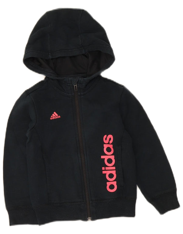 Adidas Girls Climalite Graphic Zip Hoodie Sweater 4-5 Years Black