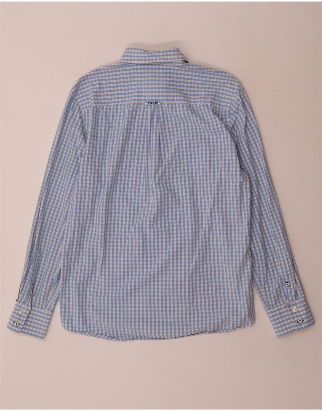 Crew Clothing Camisa masculina clássica de ajuste médio azul guingão