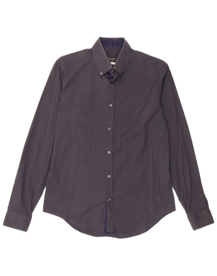 Camisa masculina Zara Slim Fit média azul marinho