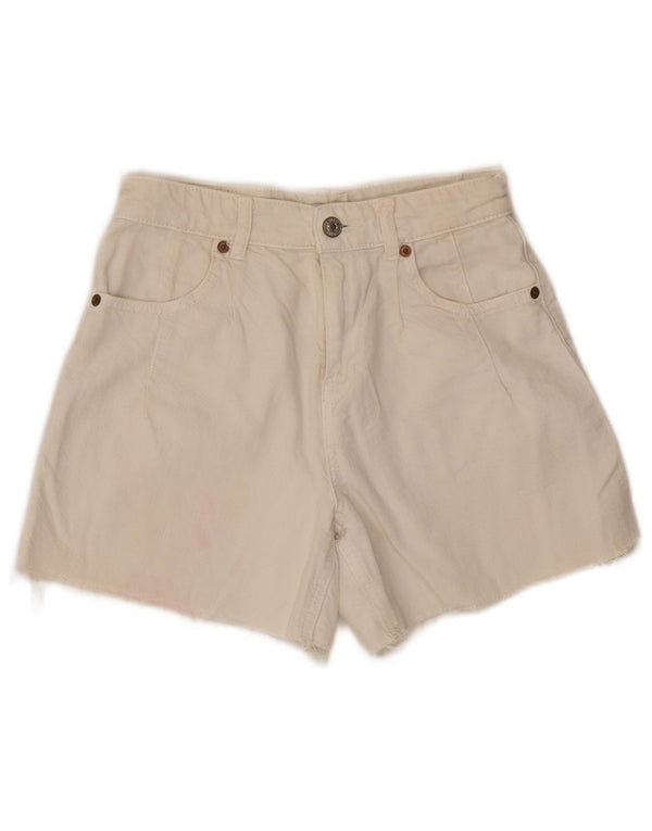 Zara Shorts jeans femininos de cintura alta 13-14 anos W26 algodão branco
