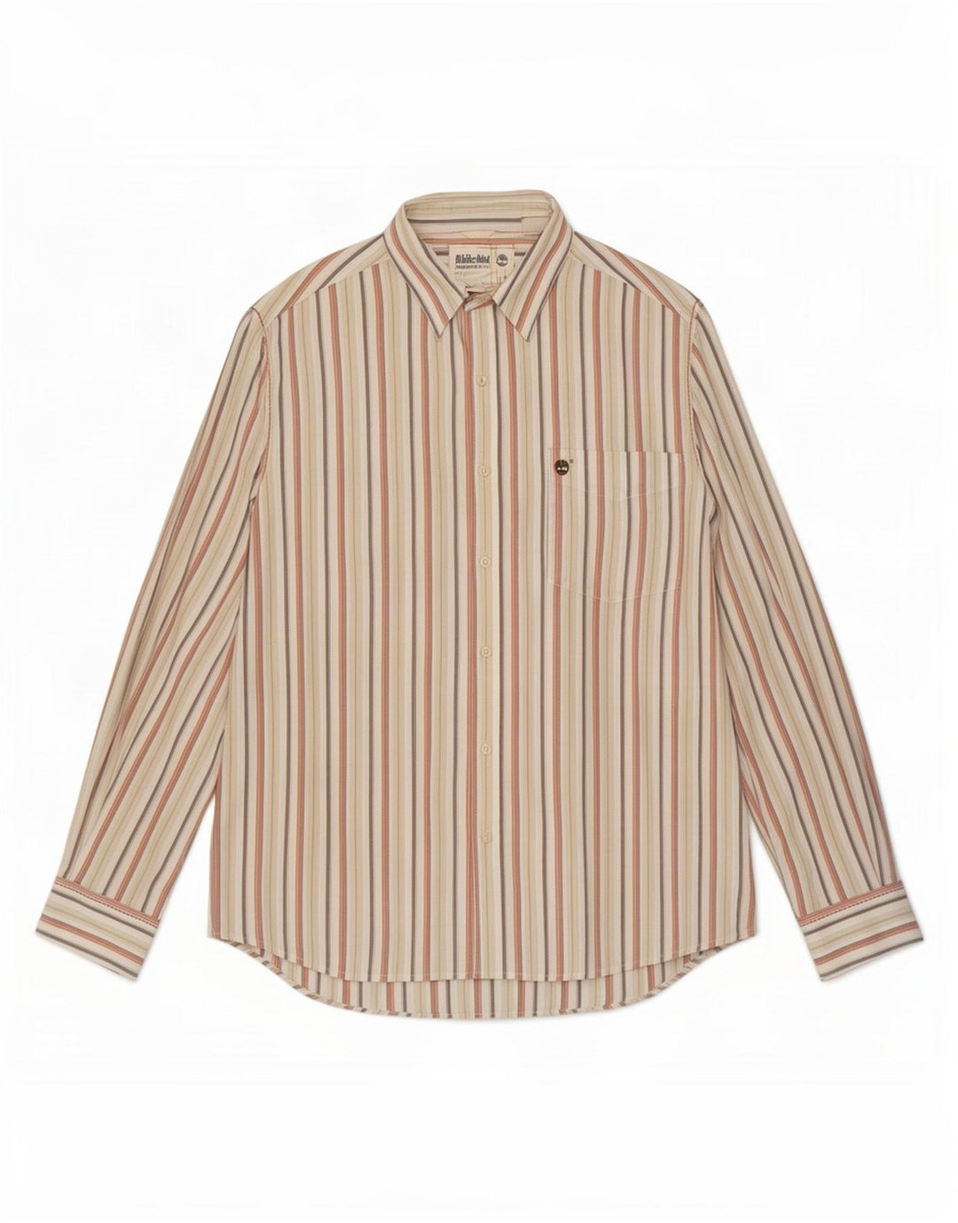 Camisa masculina Timberland grande listrada multicolorida de algodão