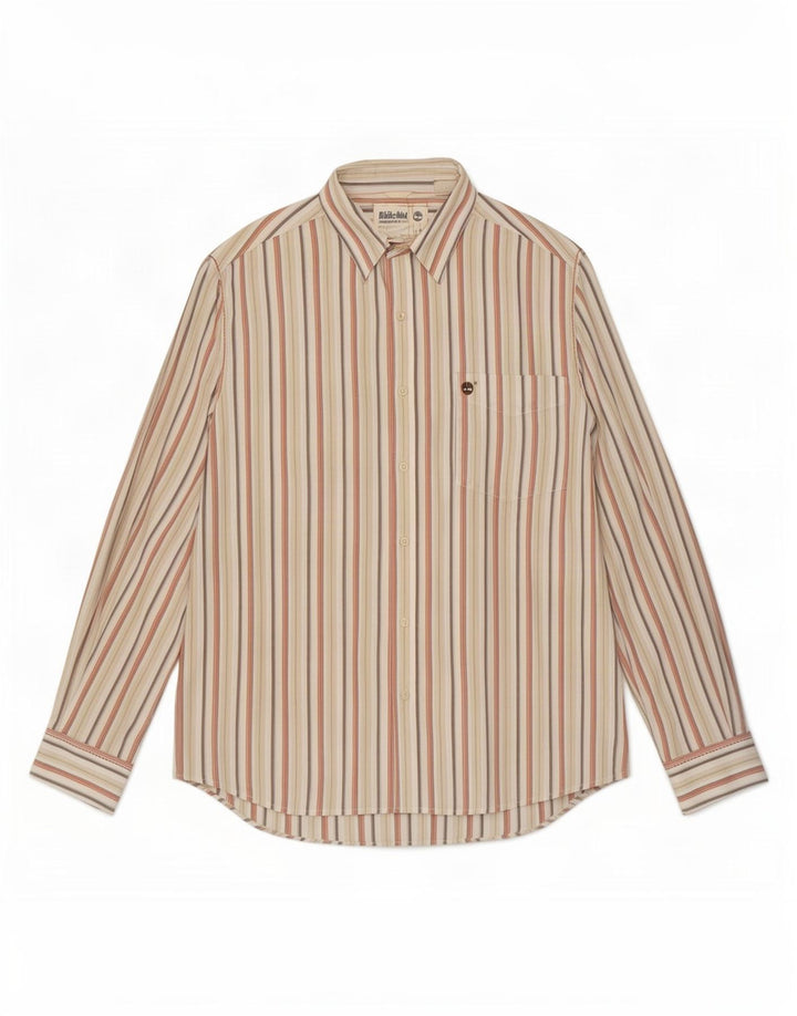 Camisa masculina Timberland grande listrada multicolorida de algodão