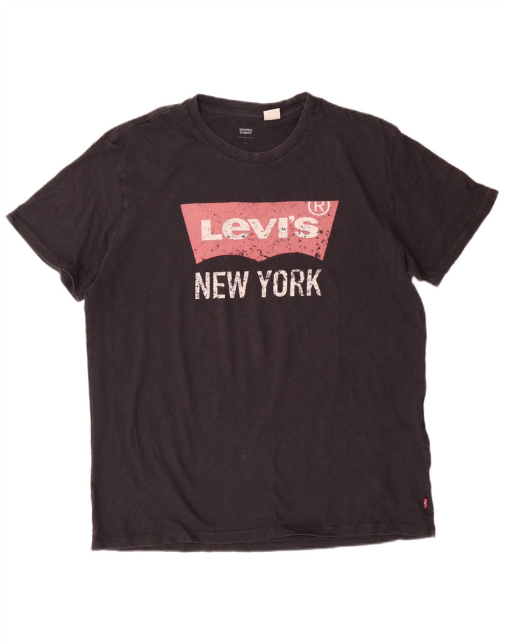 Camiseta feminina gráfica LEVI'S UK 16 grande algodão preto