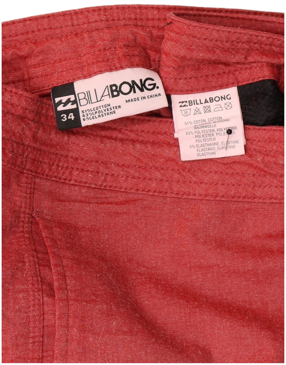 Shorts de natação masculino Billabong grande algodão manchado vermelho