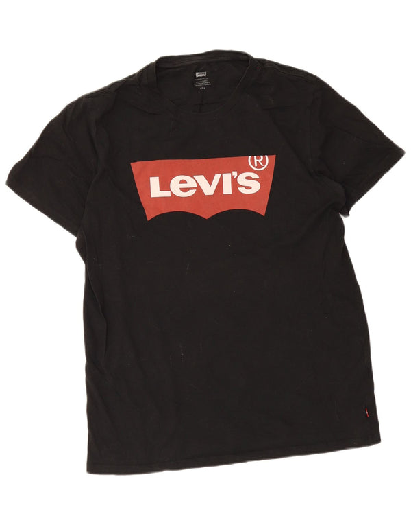 Levi's Camiseta gráfica masculina Top grande de algodão preto