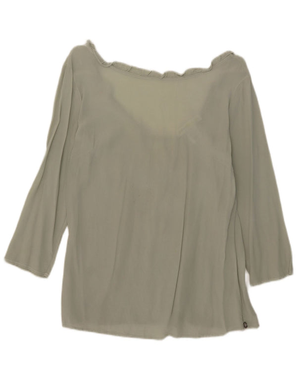 Blusa feminina manga 3/4 Ottod'Ame Reino Unido 10 seda verde pequena