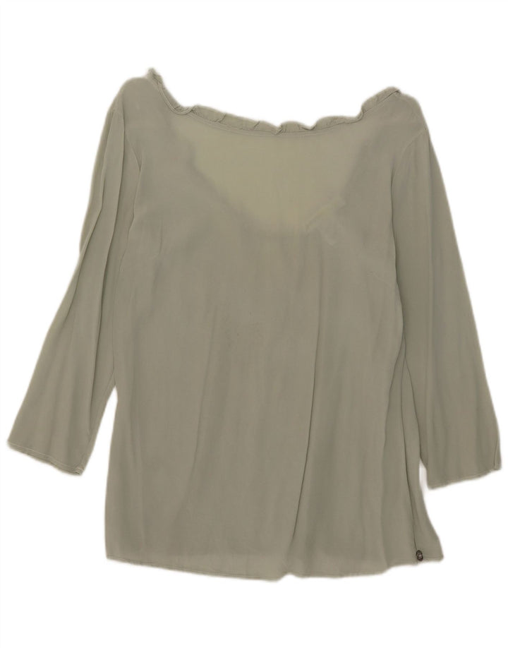 Blusa feminina manga 3/4 Ottod'Ame Reino Unido 10 seda verde pequena