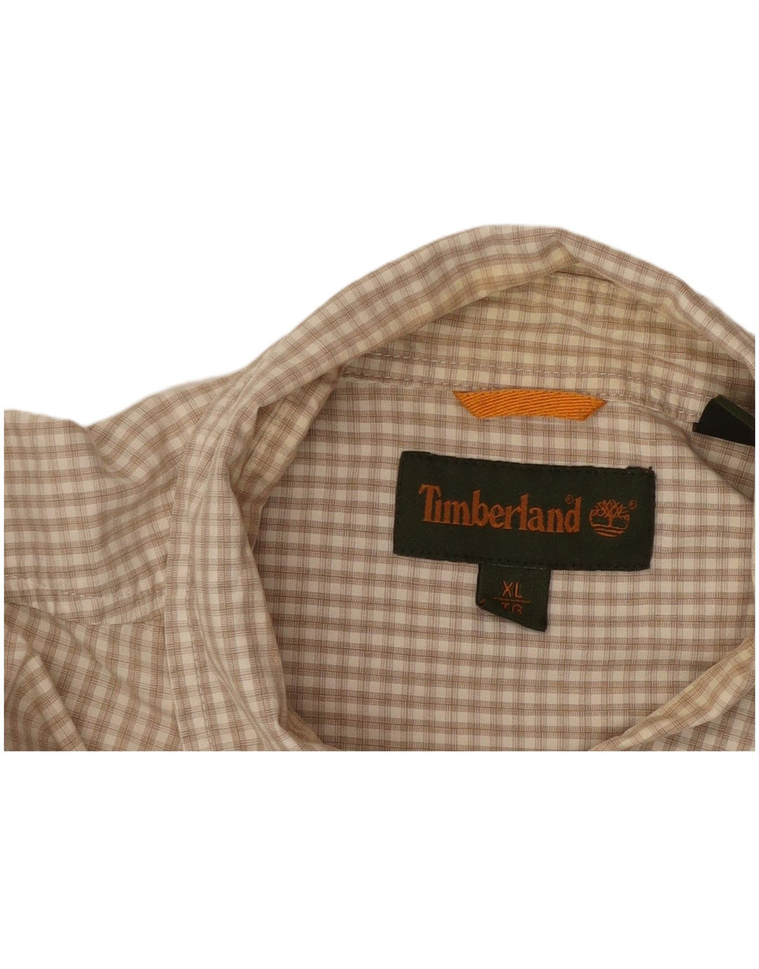 Camisa masculina de manga curta TIMBERLAND XL bege algodão xadrez