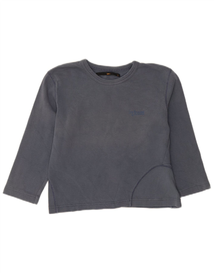 Top curto feminino Lee manga 3/4 Reino Unido 12 azul médio