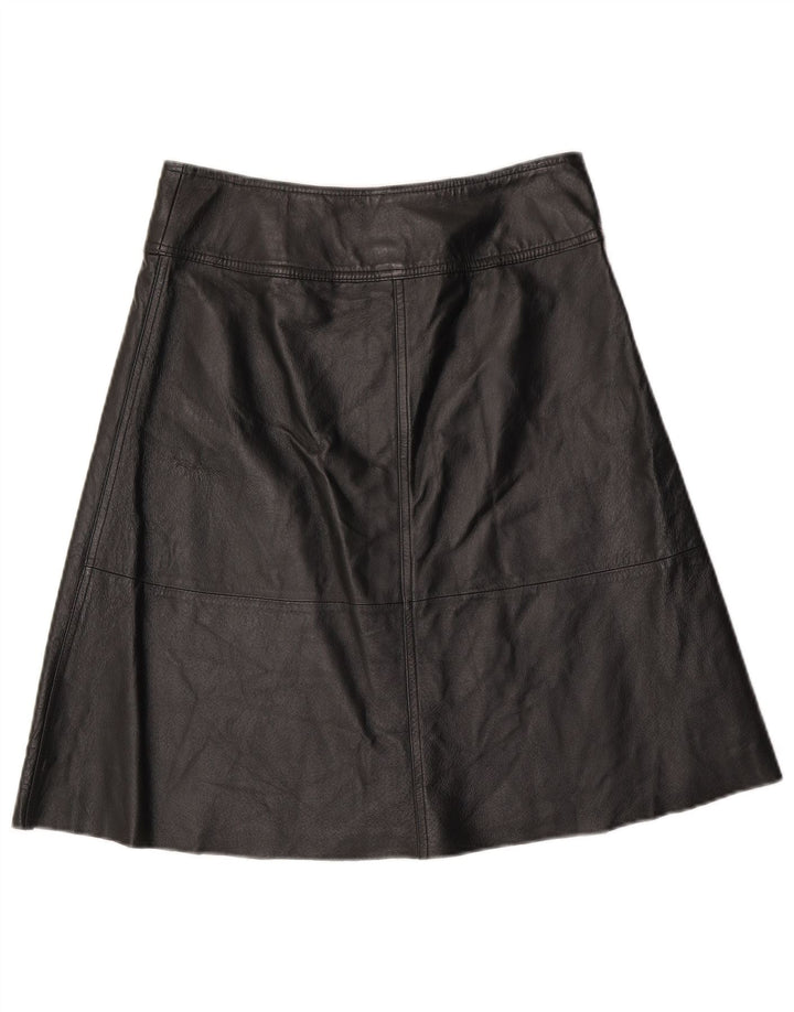 Saia feminina de couro H&M US 8 médio W30 couro preto