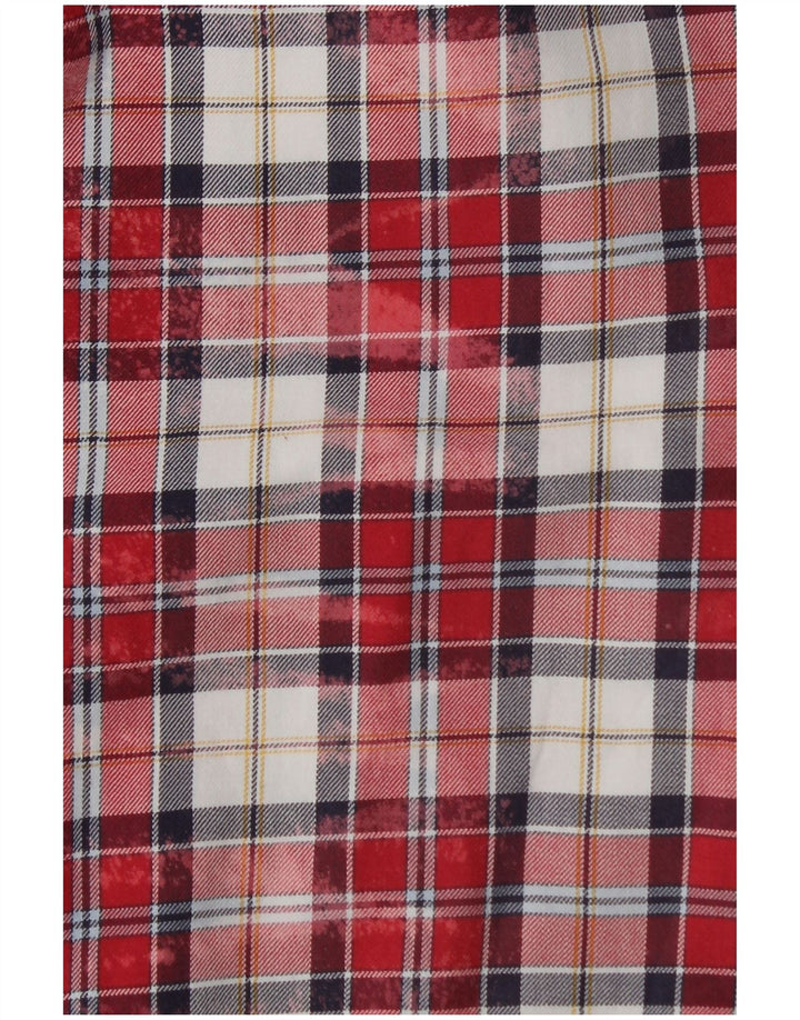 Camisa masculina de flanela Benetton média xadrez vermelha