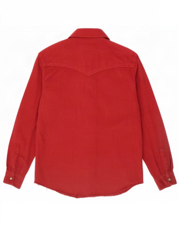 Camisa feminina de veludo Carrera UK 16 grande algodão vermelho