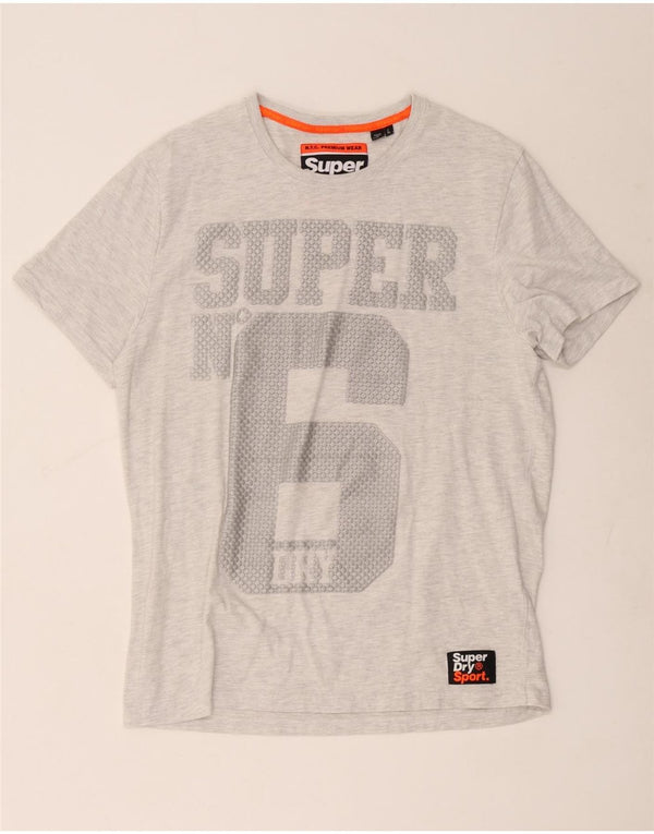Camiseta gráfica masculina Superdry Top 2XL algodão manchado cinza