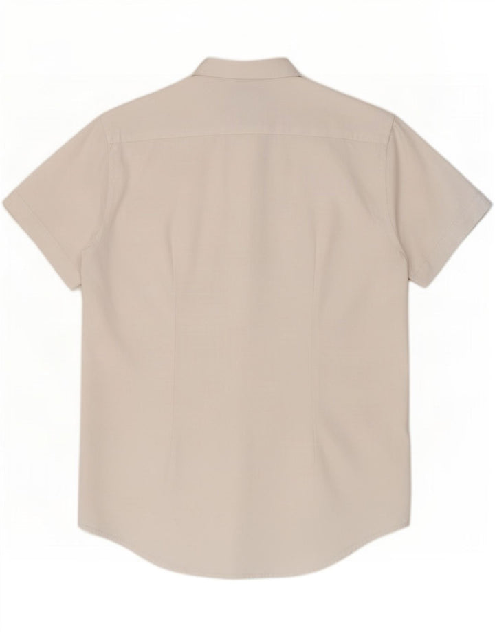 Zara Camisa masculina de manga curta Slim Fit médio branco