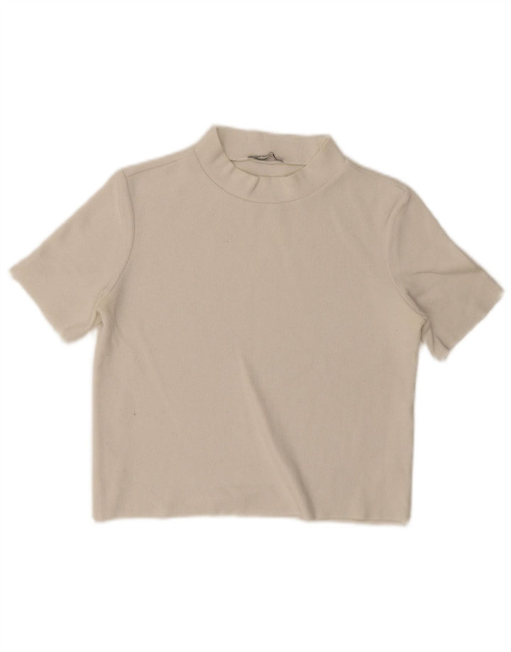 Zara Womens Trafaluc Crop Top UK 10 Pequeno Off White