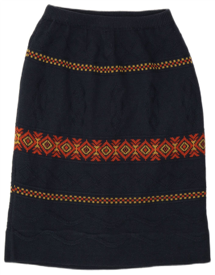 Saia Midi Feminina Vintage W28 Médio Azul Marinho Argyle/Diamante