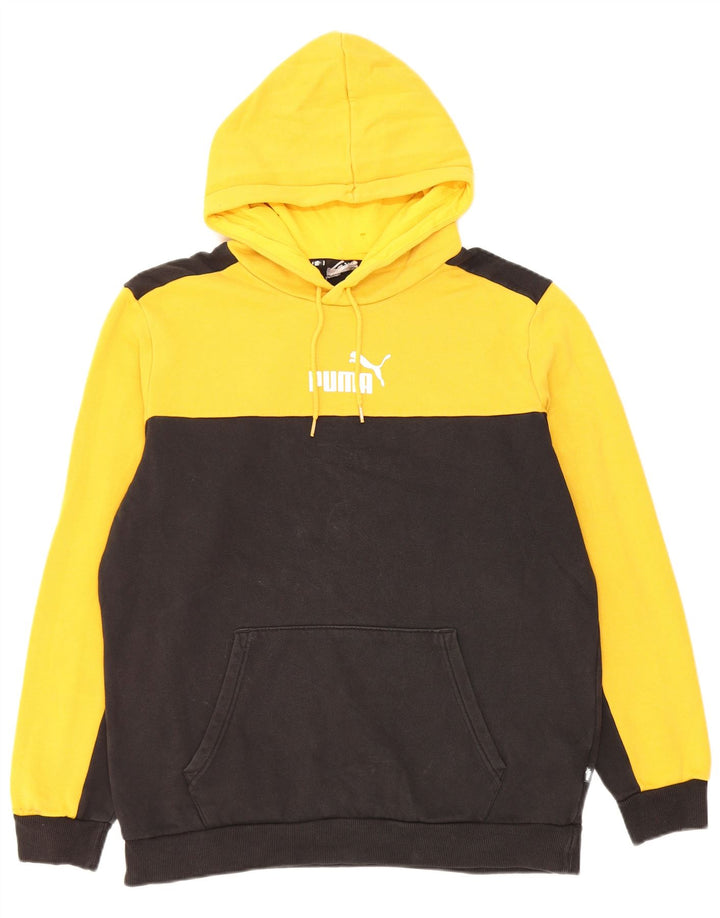 Puma masculino moletom com capuz amarelo médio algodão colorblock