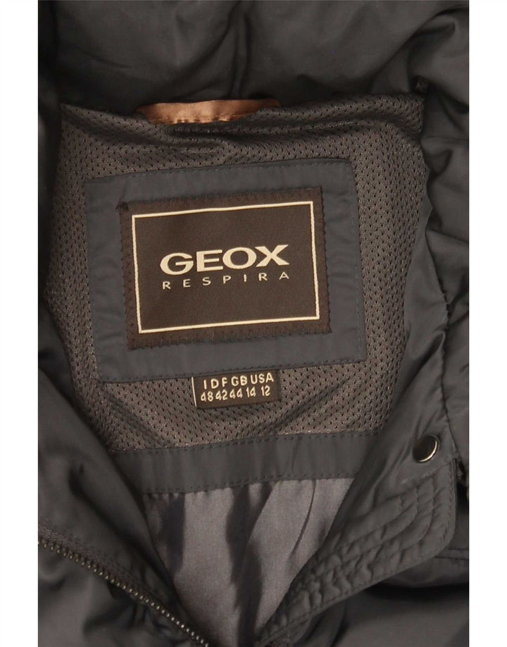 Jaqueta Geox Feminina Respira com Capuz Acolchoado Reino Unido 14 Grande Cinza