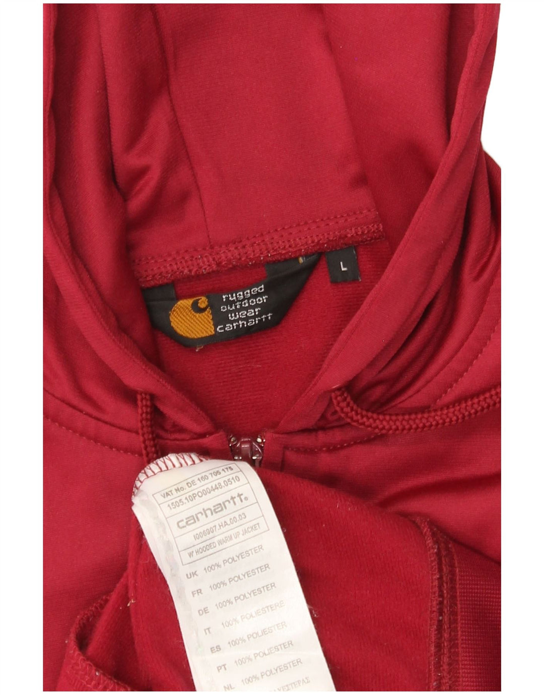 Suéter Carhartt feminino com capuz e zíper Reino Unido 16 grande poliéster vermelho