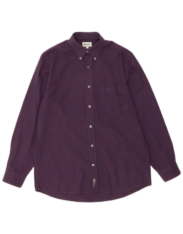Camisa Pringle Masculina Pequena Roxa Gingham Poliéster