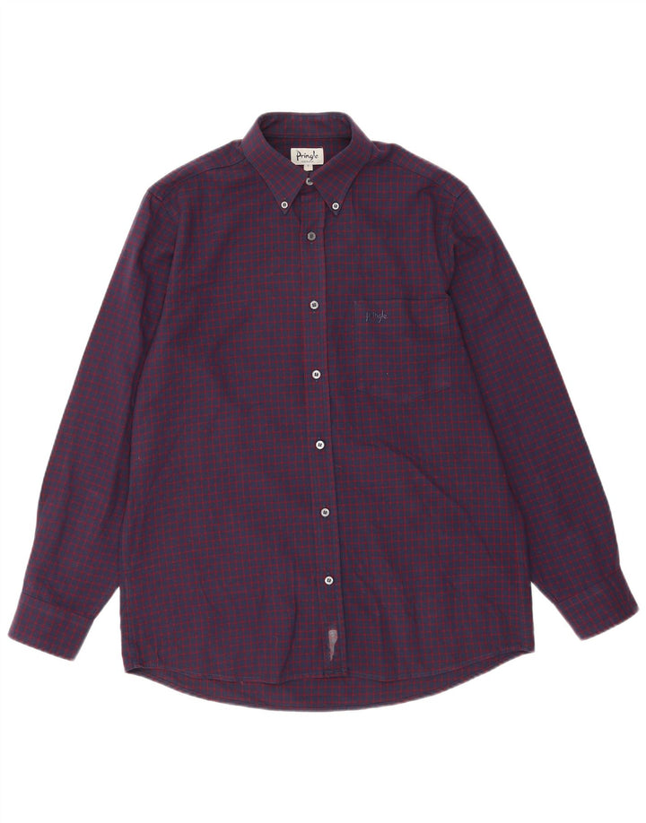 Camisa Pringle Masculina Pequena Roxa Gingham Poliéster