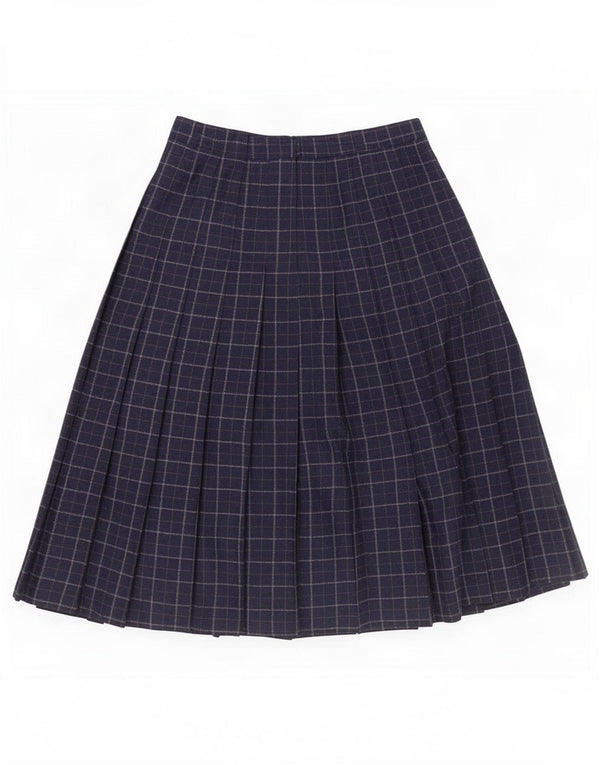 St Michael Womens A-Line Skirt UK 14 Medium W28 Navy Blue Check Polyester