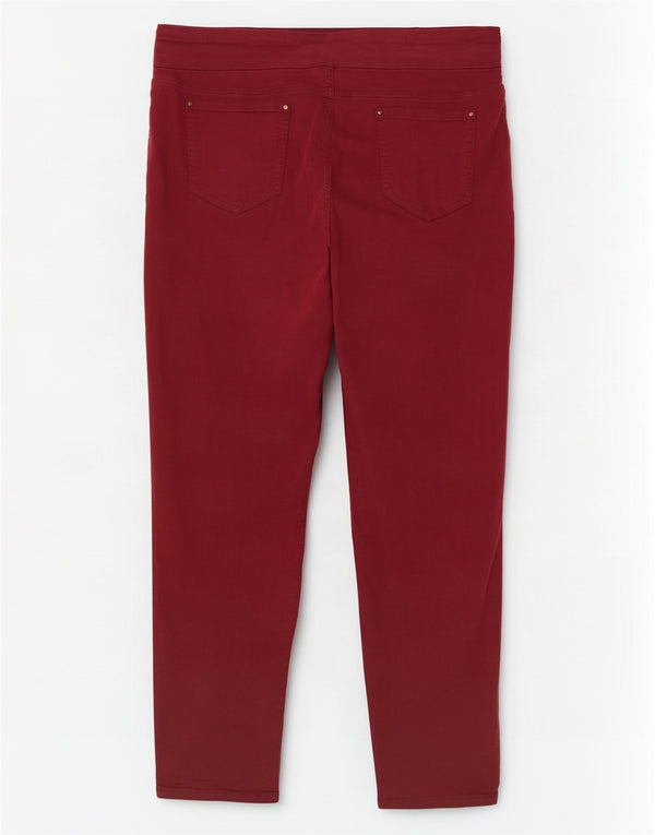 Calça casual feminina Marks & Spencer Autograph Reino Unido 26 5XL W52 L30 Borgonha