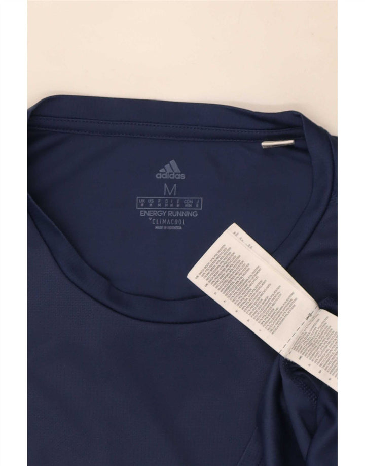Adidas Mens Climacool Camiseta Top Médio Azul Marinho Camuflagem Poliéster