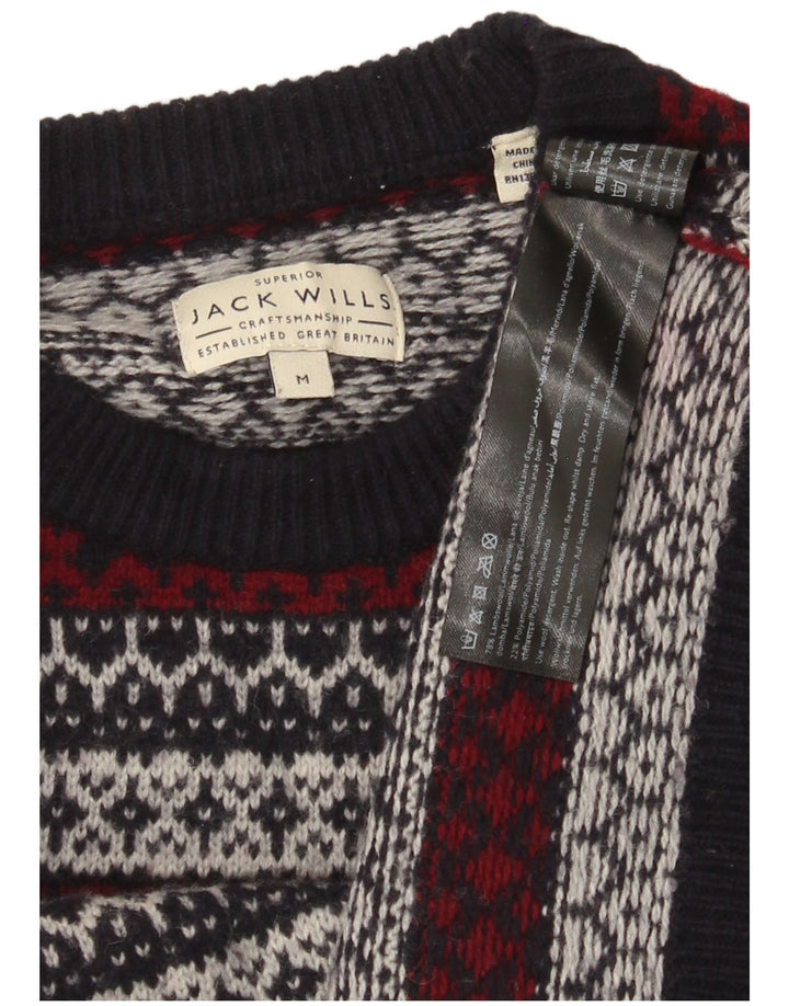 Suéter masculino Jack Wills com gola redonda, médio azul marinho Fair Isle