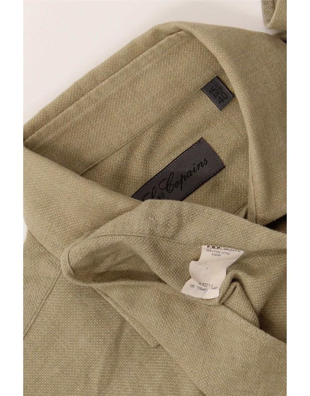 Camisa masculina Les Copains Regular Fit tamanho 15 1/2 40 algodão verde médio