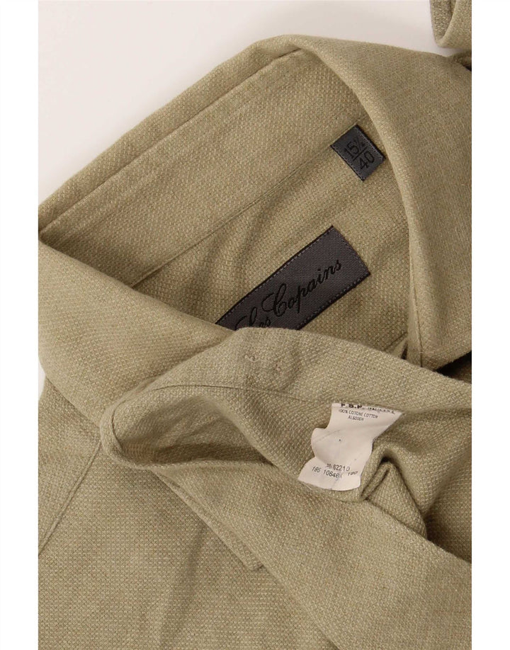 Camisa masculina Les Copains Regular Fit tamanho 15 1/2 40 algodão verde médio