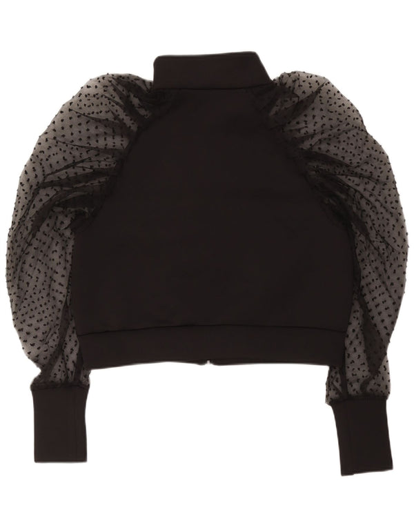 Zara Womens Crop Cardigan Top UK 10 Pequeno Poliéster Preto