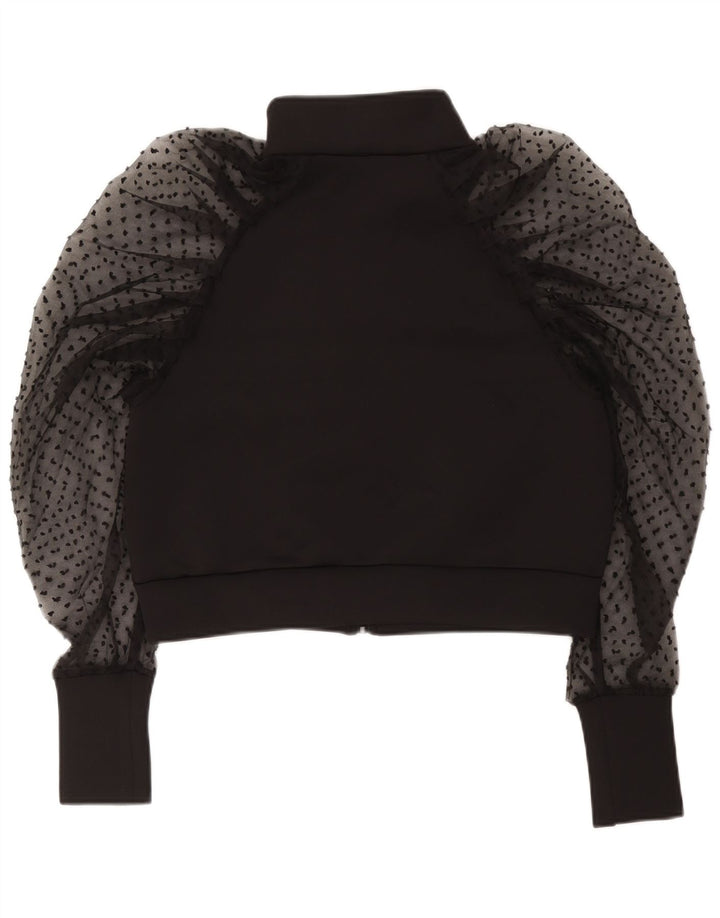 Zara Womens Crop Cardigan Top UK 10 Pequeno Poliéster Preto