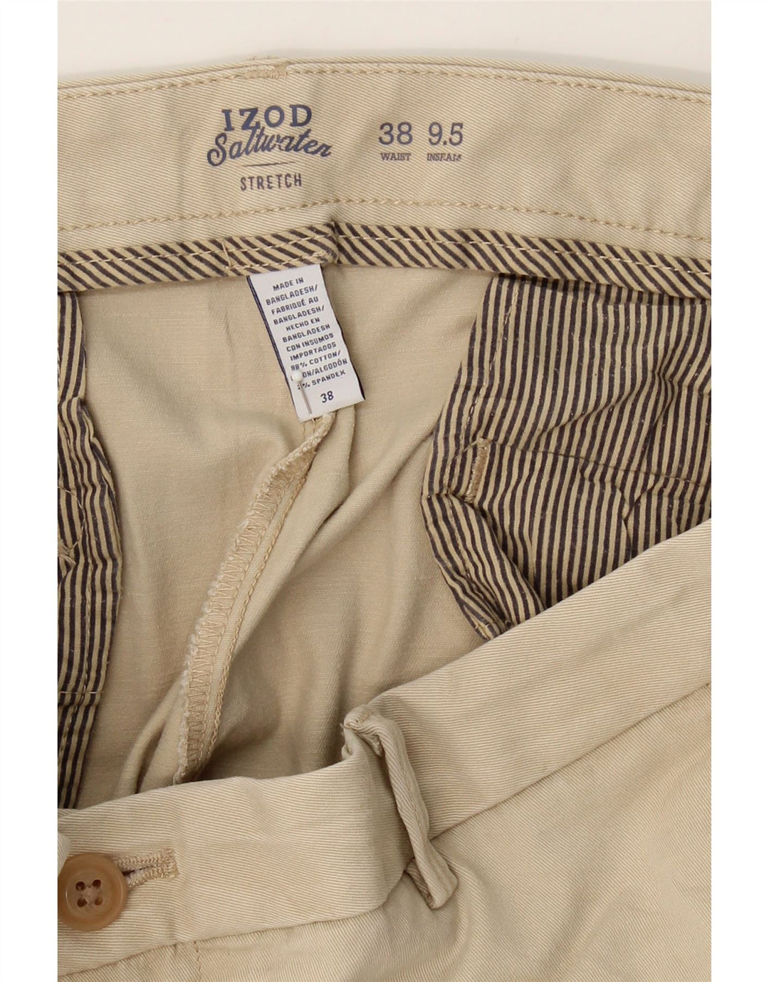 IZOD Mens Salt Water Chino Shorts W38 XL Beige Cotton Vintage Izod and Second-Hand Izod from Messina Hembry 