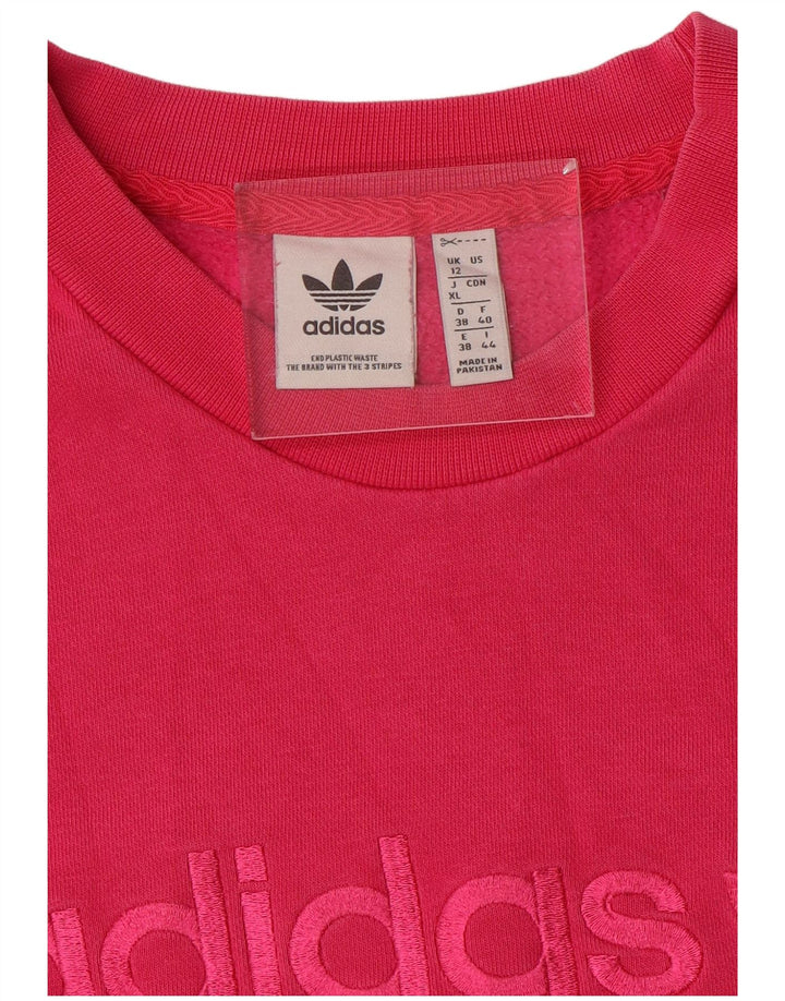 Adidas feminino gráfico oversized moletom jumper reino unido 12 médio rosa