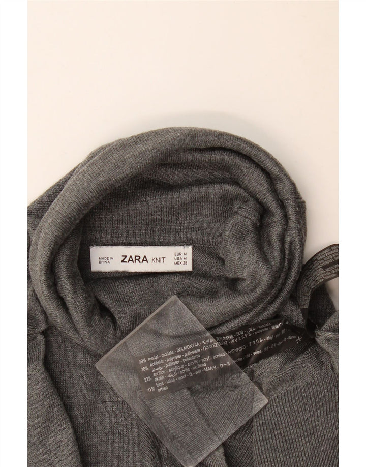 Suéter feminino Zara com gola redonda Reino Unido 14 cinza médio modal