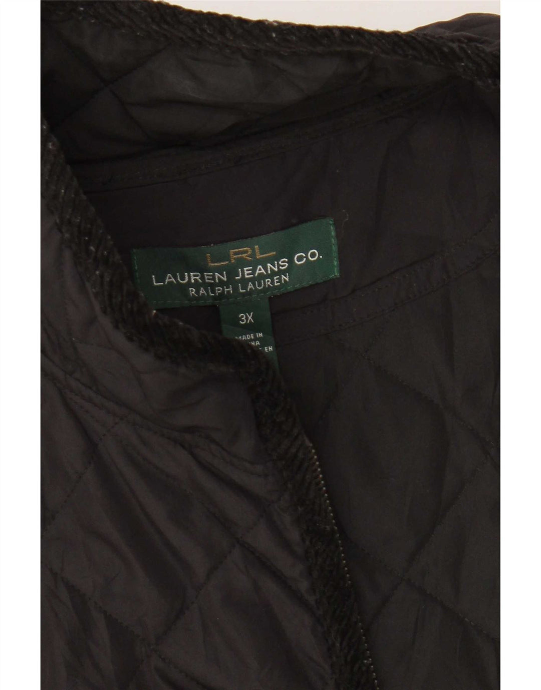 Colete acolchoado feminino Ralph Lauren UK 22 3XL poliéster preto