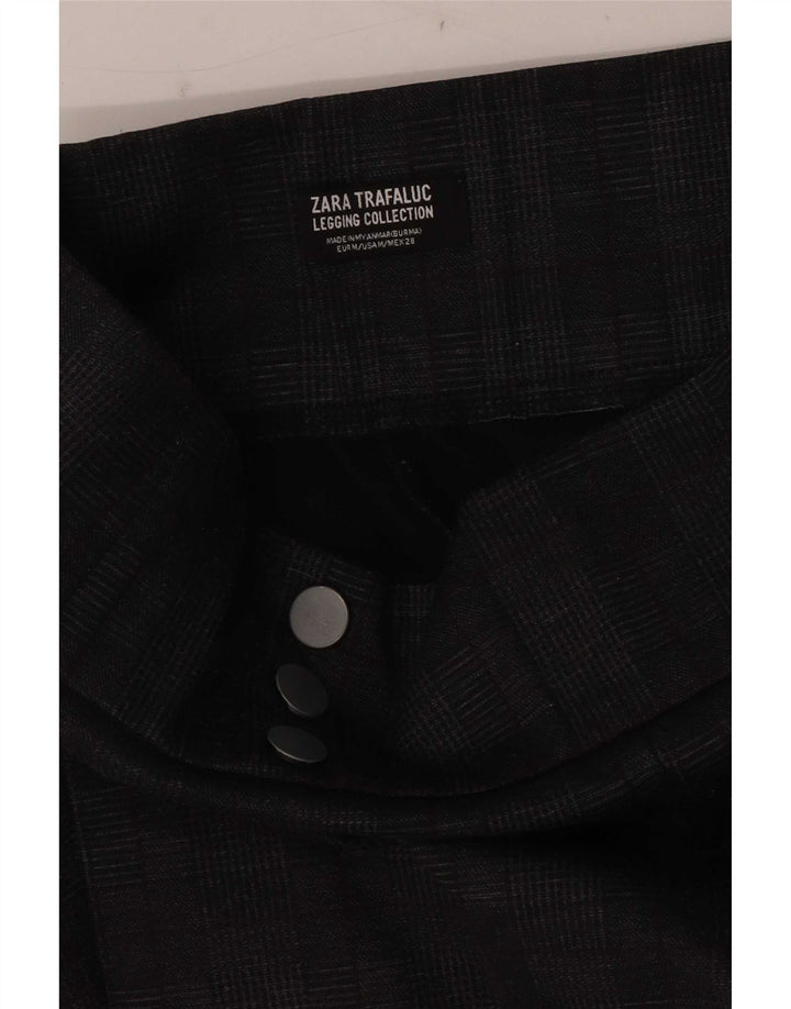 Leggings femininas Zara UK 12 xadrez cinza médio