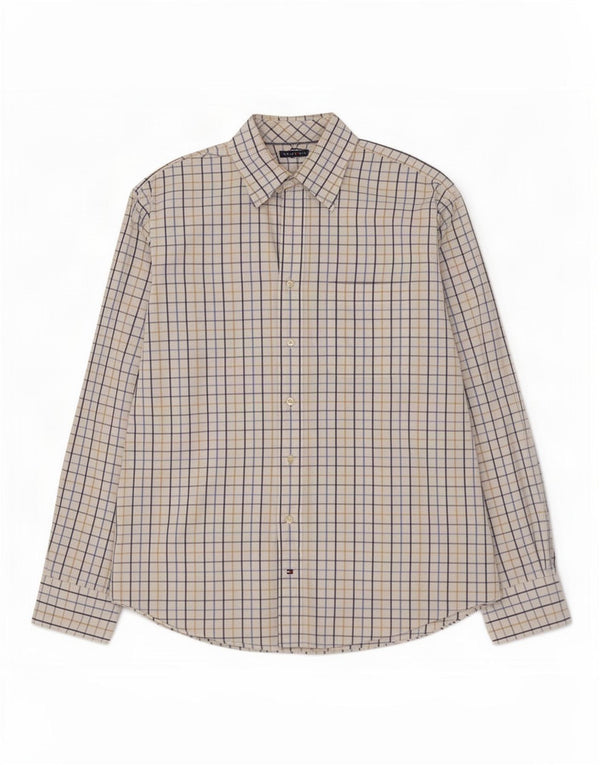 Camisa masculina Tommy Hilfiger tamanho 16 1/2 grande xadrez multicolorido