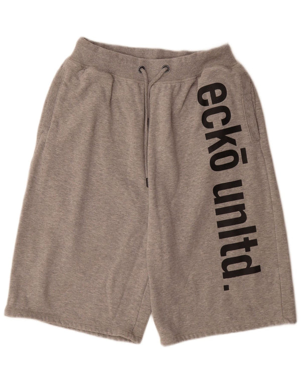 Shorts esportivos gráficos femininos Ecko Unltd UK 22 3XL algodão manchado cinza