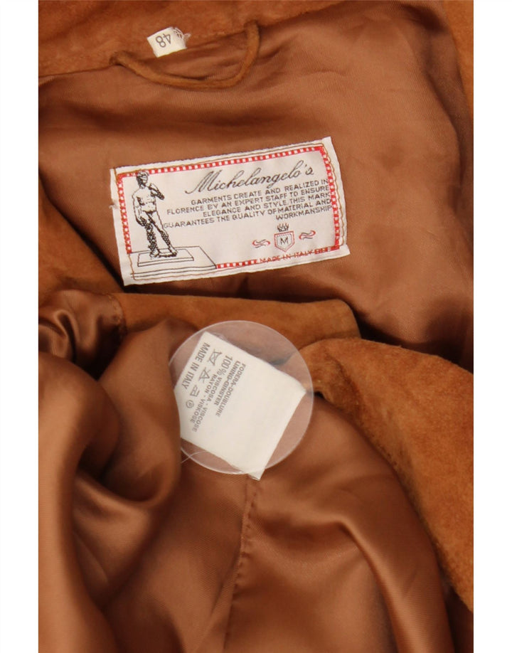 MICHELANGELO Jaqueta feminina de camurça IT 48 XL couro marrom