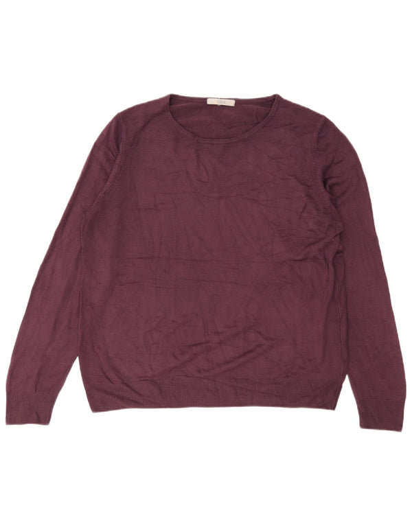 Suéter feminino Marks & Spencer com gola canoa Reino Unido 18 XL roxo acrílico